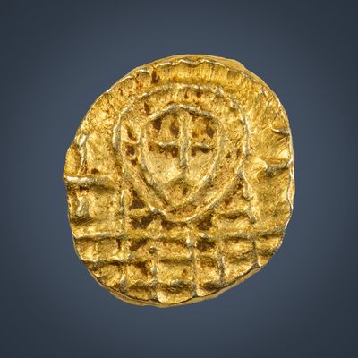 Early Anglian gold shilling, 7th century, Kilham, East Yorkshire. RS.A587.