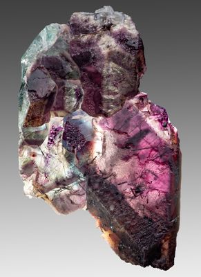 Complex fluorite crystals from Erongo, Namibia, 9 cm, backlit
