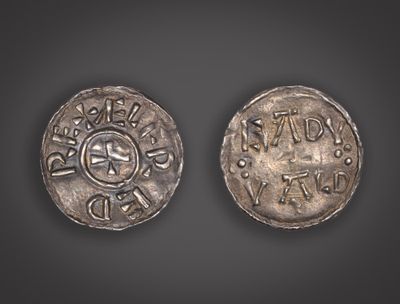Danelaw, Penny, after Alfred the Great's Two Line type, copying Mercian dies, Eadwald, lfred re+ irregularly spaced