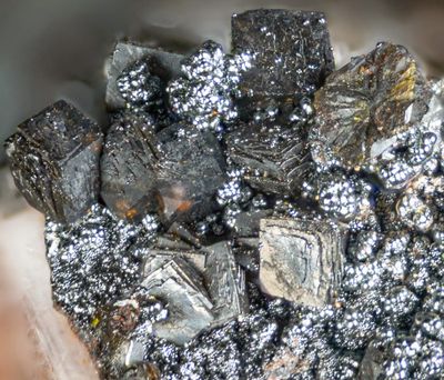 Corkite crystals, FOV 4 mm, Iron Crag, Caldbeck Fells