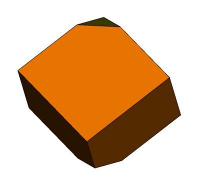 Corkite crystal model showing rhombohedron and small pinacoid