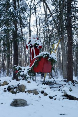 Santa seems to be stuck in the deep woods of New Jersey.