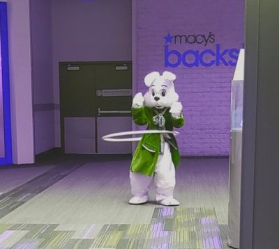 Easter Bunny keeping in shape between takes.