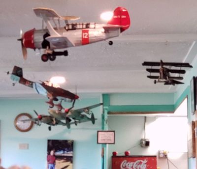 On the ceiling inside the Airport Café