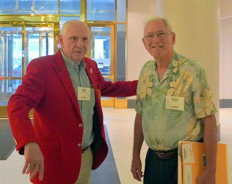 Bob Ferrara (class of '67 president) welcomes Diogo Teixeira