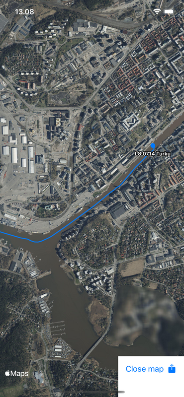 iOS: Map in image mode, with one track's detail