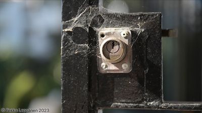 Lock with spider web