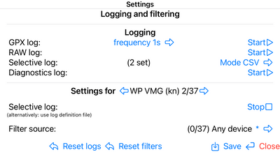 Settings / Logging and Filtering