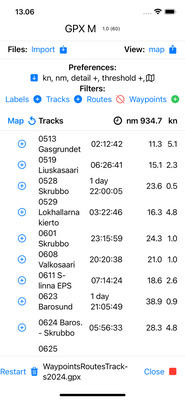 iOS: Settings with tracks' details