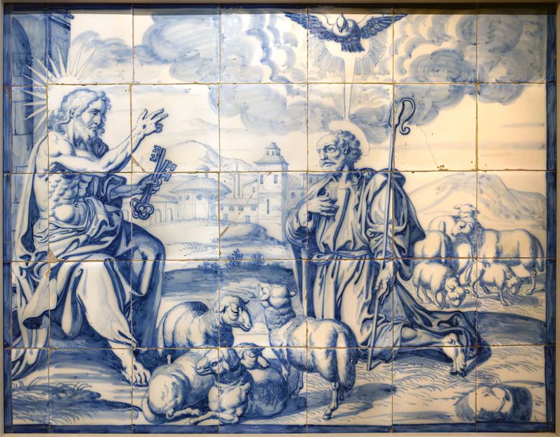 Muse national des azulejosChrist donnant le digicode et les cls  Saint-Pierre1707