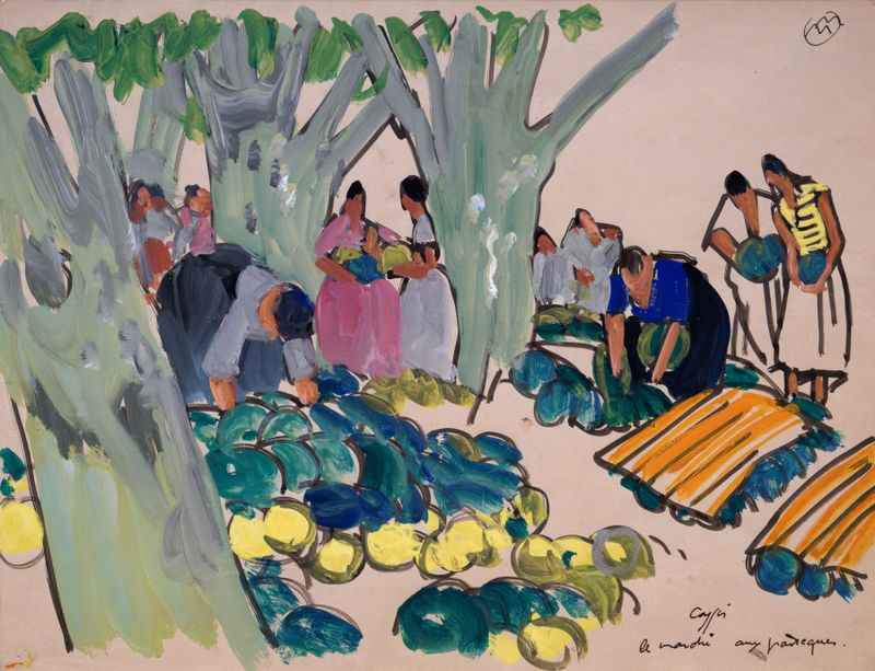 DSC05730 Mathurin Méheut - Cassis - Le marché au pastèques - 1952 -gouachet et encre noire_DxO-1800.jpg
