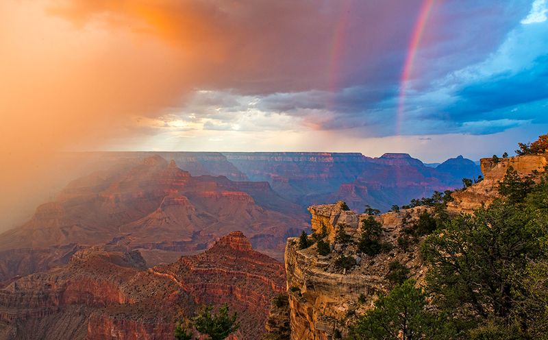 Double rainbow near Mather Point, Grand Canyon National Park, AZ