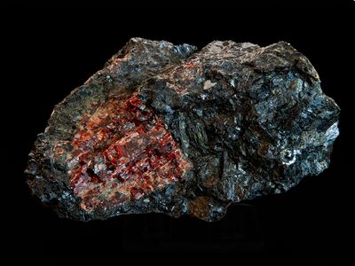 Large Garnet (2) in Mafic Metamophic rock (amphibolite) from Gore Mountain, NY.