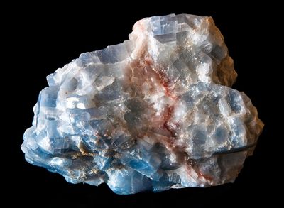 Blue Calcite with Iron Oxide, Chihuahua, Mexico