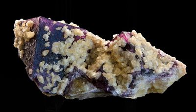 Fluorite covered with Calcite Crystals, Minerva #1 Mine, Cave-in-Rock, IL