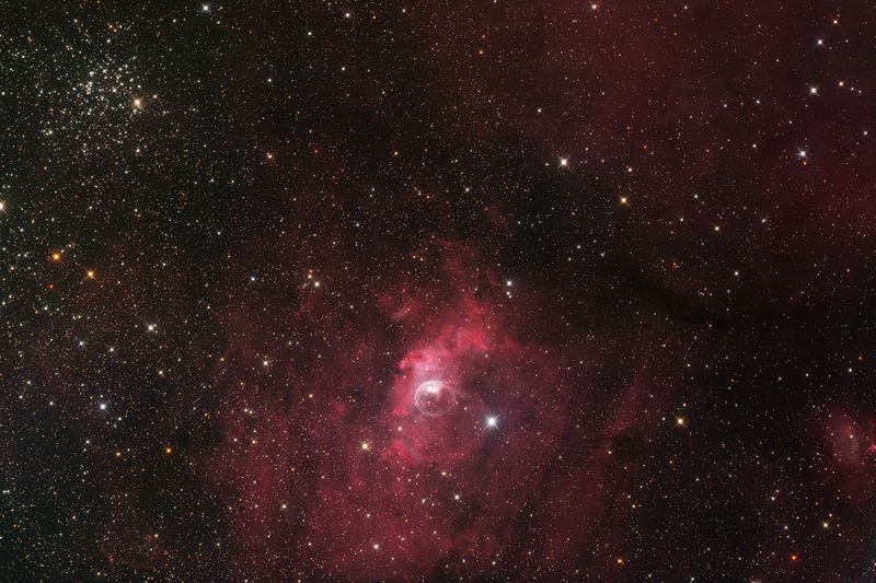 Bubble Nebula (NGC 7635)  and M52 (RGBHa)