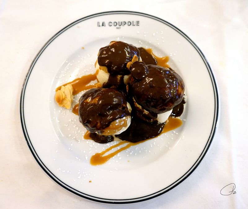 La Coupole - Profiteroles with Hot Valrhona Chocolate Sauce