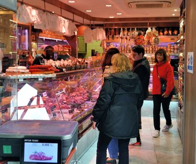 Nikki in a Typical Butcher Shop