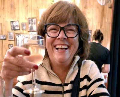 Nikki enjoying some wine at Vale & Ale