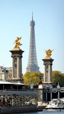 Pont Alexandre III detail with Eiffel Tower