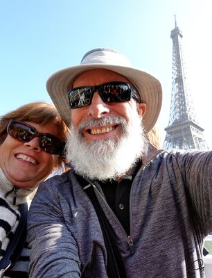 Selfie with Eiffel Tower on Seine cruise