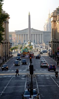 Looking down Rue Royale towards Place de la Concorde, Assemblée Nationale and Dôme des Invalides