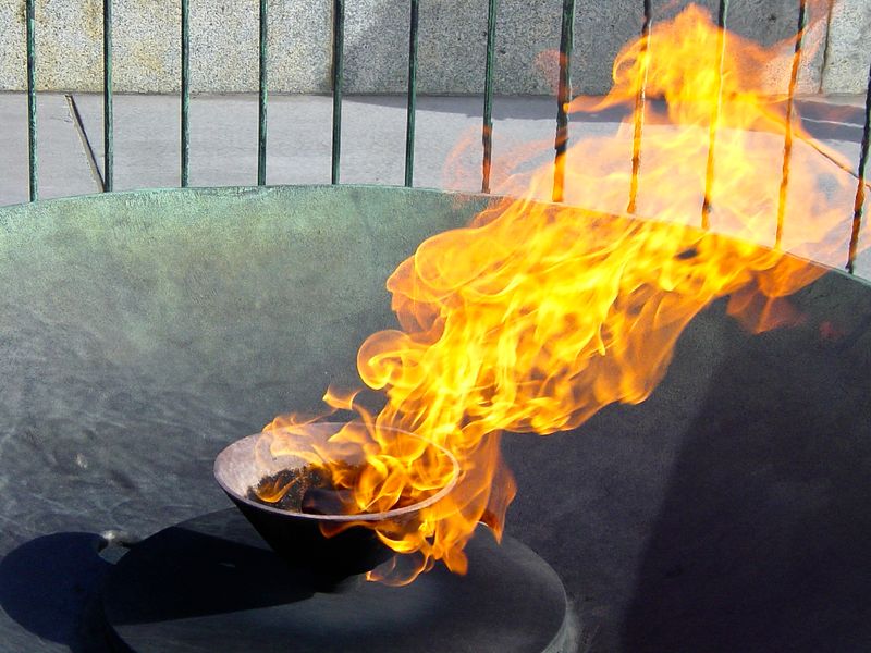the eternal flame detail of the monument