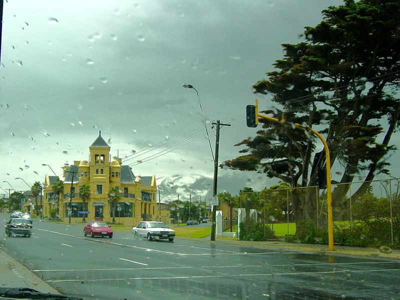 driving home through heavy rain
