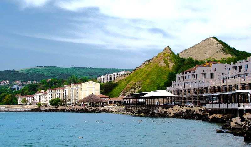 Balcic seaside-restaurants and apartment buildings