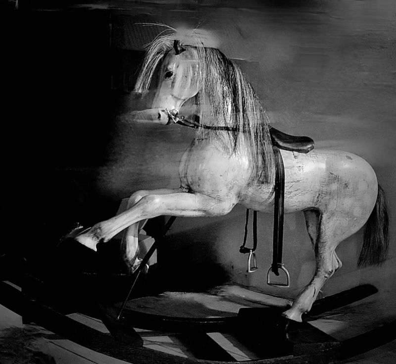 antique rare rocking wooden horse