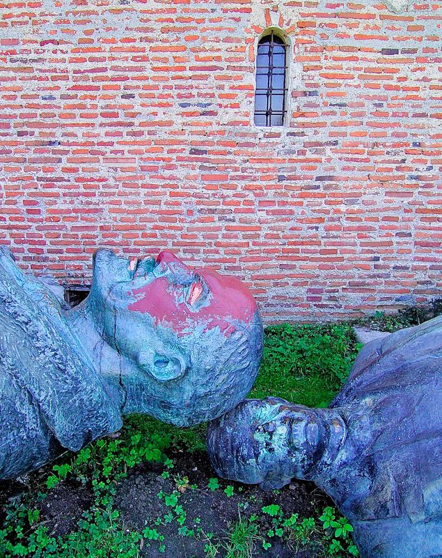 Lenin and Stalin giant bronze abandoned statues, discovered behind an anexe building wall