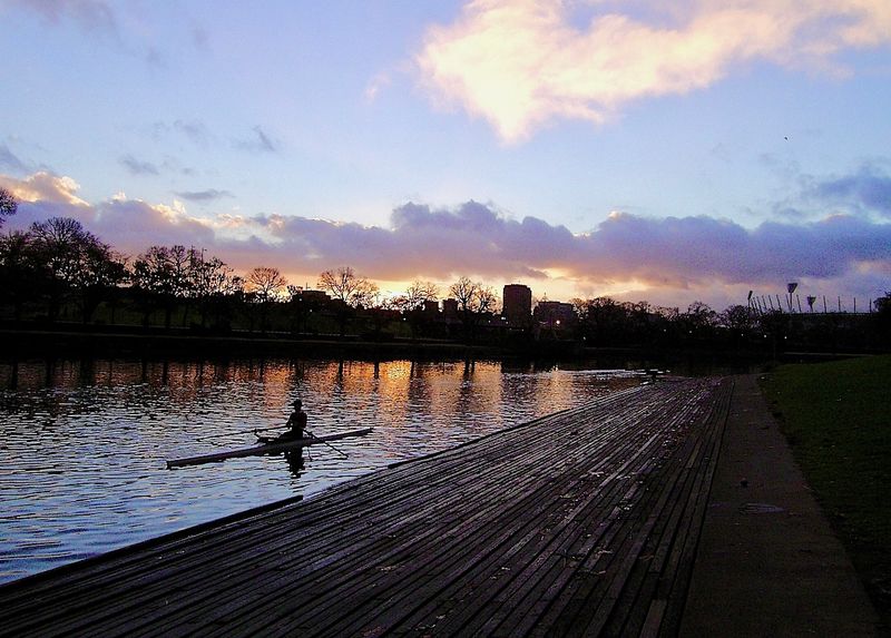 sunset rowing