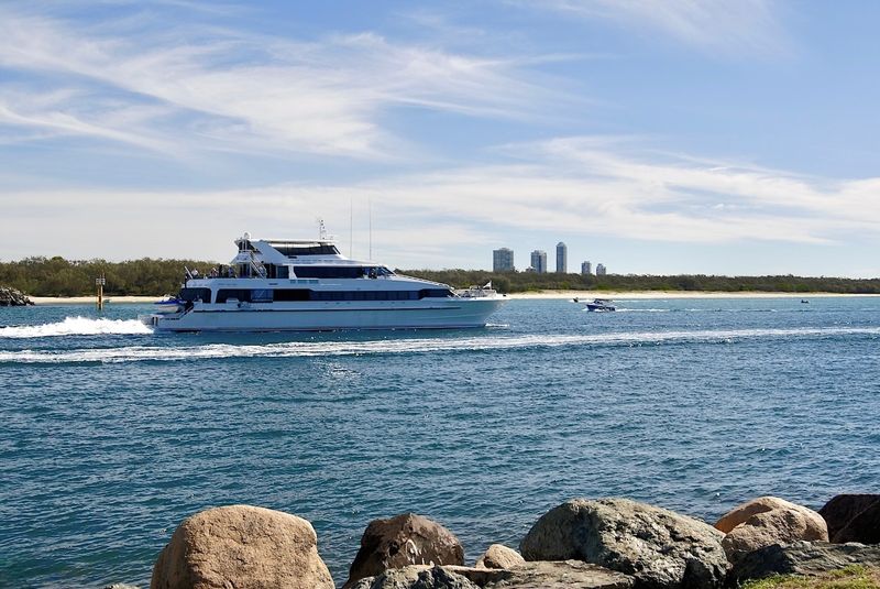 cruising towards The Spit towards the Pacific Ocean