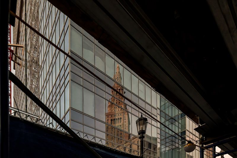 Reflection of the Terminal Tower from the Sherwin Williams building