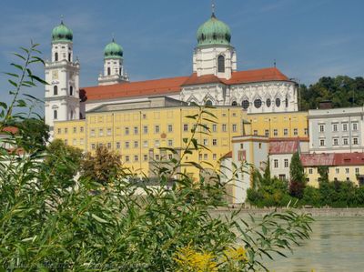 Passau cathedral from Innstadt riverside