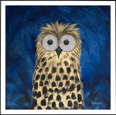 gouden uil op blauw