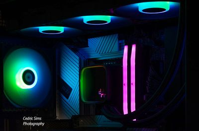 Closeup of Motherboard, Memory & Fans