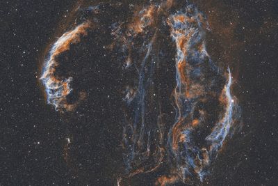 Veil nebula using bicolor filters in HOO colors. 2024 edition.
