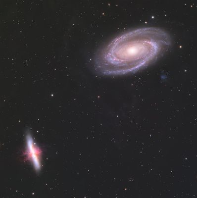 M82 (Cigar Galaxy, left) and M81 (Bode's Galaxy)