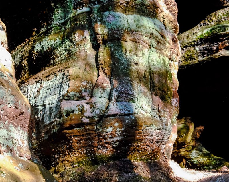 sandstone, mosses and lichen