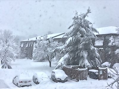 My Condo Village in Snow Storm, East Windsor, New Jersey