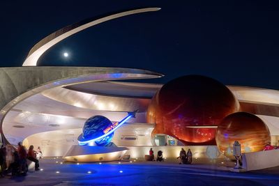 Mission Space at night with moonrise