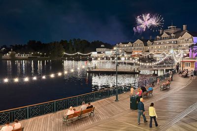 Epcot fireworks over the Boardwalk