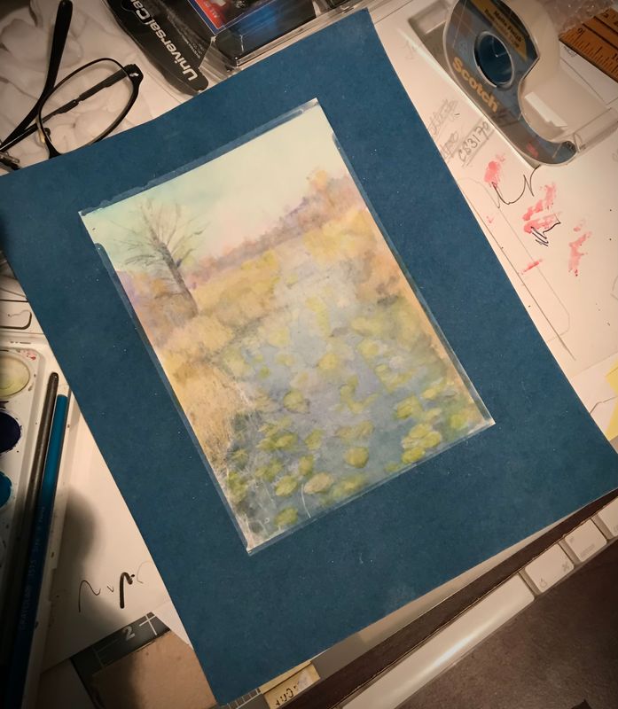 Watercolor over Cyanotype Test.