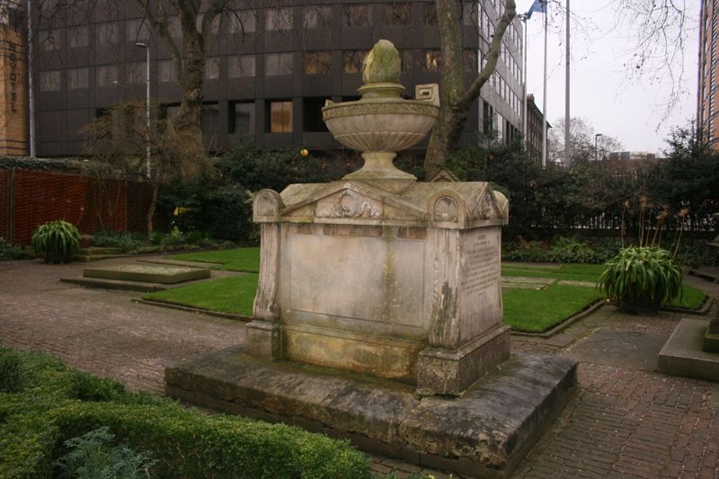 A large gravestone