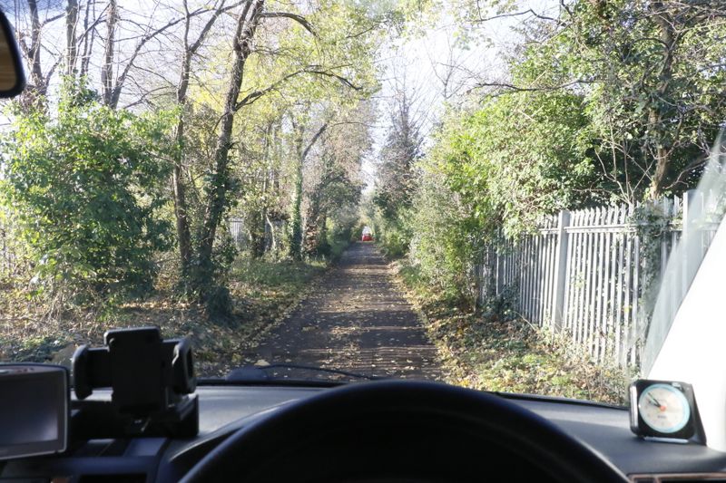 Driving down the lane in the autumn
