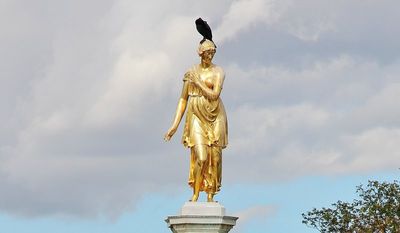 The birds show no respect to the statue of Diana the Goddess of Hunting