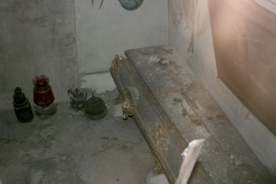 Coffin on the right looking through the window
