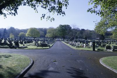 Looking up to the top of the cemetery.