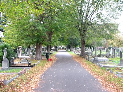 The land either side of the road is the whole cemetery